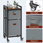 FAVOOSTY Laundry Hamper with Shelf, 70L Laundry Basket Organizer, Laundry Hamper with Shelf, 2 Section Laundry Sorter for Laundry Room Organization (Grey)