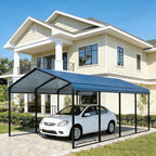 10x20 FT Heavy Duty Metal Carport - Galvanized Steel Car Shelter Garage Kits for 1 Car, RVs, Boats & Outdoor Storage