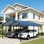 20x20 FT Heavy Duty Metal Carport - Galvanized Steel Car Shelter Garage Kits for 2 Car, RVs, Boats & Outdoor Storage - Gray Roof with Black Frame