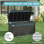 Outdoor Storage Box, Resin Deck Boxes Indoor and outdoor, Waterproof Storage Box Lockable Lid (Black, 160 Gallon)