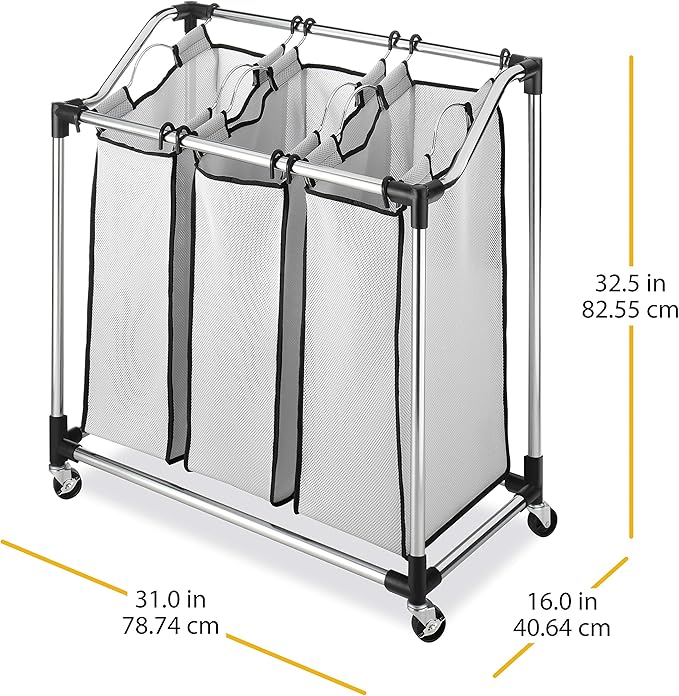 Whitmor Chrome Laundry Sorter with Foam Mesh Bags