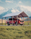 Garvee 13x21 ft Metal Carport Kit, 120° Steep-Pitch Vertical Roof for Snow Shedding, 133" High-Clearance Full-Sized Pickup & Van Shelter, Heavy-Duty Metal Car Port with Reinforced Frame