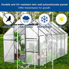 6X12FT Greenhouse for Outdoor, Polycarbonate Greenhouse with Raised Base and Anchor, Heavy-Duty Walk-in Green House with Adjustable Roof Vent and Gutter System for Patio,Backyard (Black, 6x12 FT)