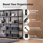HOMEDANT House 48.1" W 5 Tier Heavy Duty Garage Shelving Adjustable Metal Rack Storage Shelves Standing Shelf Unit Organizers Industrial Warehouse Basement Black 2Pack