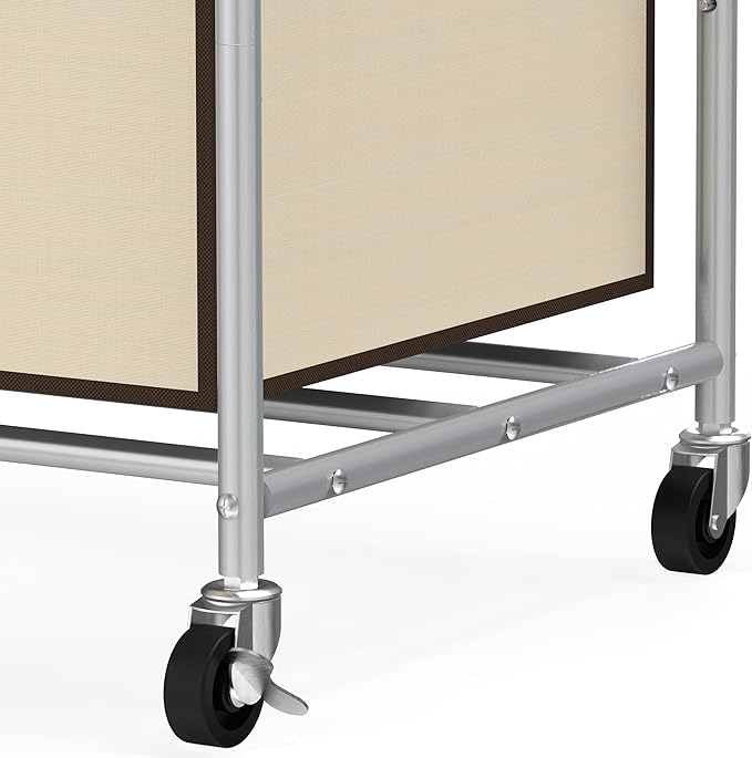 Deco Brothers Heavy Duty 3 Bag Extendable Laundry Sorter Cart with Hanging Bar, Beige