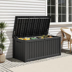 Outdoor Storage Box, Resin Deck Boxes Indoor and outdoor, Waterproof Storage Box Lockable Lid (Black,150 Gallon)