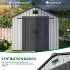 YITAHOME 8x10 FT Large Outdoor Storage Shed with Vision Windows, Extra Thick Resin Shed with Floor and Vents, 16mm Heavy Duty Plastic Storage Shed Tool Organizer for Backyard Garden Patio Lawn, Gray