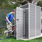 DWVO 5x4ft Resin Outdoor Storage Shed with Floor, Large Waterproof Lockable Storage Shed with Window, Plastic Outside Tool Storage for Garden Backyard Patio Lawn (Gray)