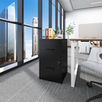 2 Drawer File Cabinet,Vertical Filing Cabinets for Home Office,Metal Steel Storage Cabinet for Letter/Legal Size File,Assembly Required(Black)