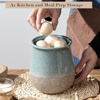 Utensil Holder for Kitchen Counter, Modern Farmhouse Cooking Utensil Holder and Crock Home Kitchen Decor, Ceramic Utensil Organizer for Spatula, Ladle, Eggbeater, Rolling Pin- Blue and Brown