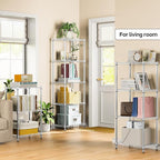 5 Tiers Shelf Metal Storage Shelves Wire Rack Closet Organizers with Wheel for Garage Kitchen Bathroom Laundry Chrome 11.8" D x 17.7" W x 55" H