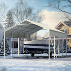 Quictent Heavy Duty 12x21 FT Vertical Roof Metal Carport, Pre-Drilled All Weather Car Shelter for Boat, Vehicles & Farm Equipment