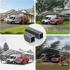 20x20 FT Car Port, Metal Carport for 2 Cars, Heavy Duty Canopy Carport with Updated Roof & Enhanced Base, Garage Vertaile Carports for RV Car, Truck, Boat, Tractors, Party, Grey