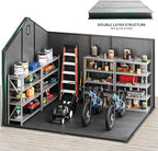 YITAHOME 8x10 FT Outdoor Storage Shed with Floor, Extra Thick Plastic Garden Shed for Bikes, Tools and Pool Supplies, Outdoor Resin Shed with Door Window Insert, Vents for Patio, Backyard, Black