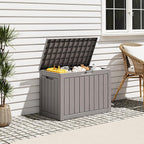 Outdoor Storage Box, Resin Deck Boxes Indoor and outdoor, Waterproof Storage Box Lockable Lid (Grey, 45 Gallon)
