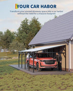 Garvee 12x20 ft Lean-to Metal Carport, Vertical Roof Wall-Mounted Car Port with 11.5° Slope, Heavy-Duty 19-Ga. Steel Frame, 107" to 78" Height Clearance for SUV & Pickup