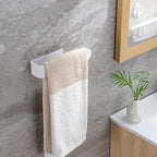 Taozun White Towel Rack, Self Adhesive Hand Towel Holder Towel Ring, Stainless Steel Towel Bar for Bathroom or Kitchen Wall