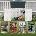 Greesum Outdoor Trash Can Storage Shed, 34 Cu.ft Horizontal Outdoor Storage Cabinet, Waterproof for Garden, Pool Storage, Garbage Cans, Beige