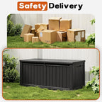 Outdoor Storage Box, Resin Deck Boxes Indoor and outdoor, Waterproof Storage Box Lockable Lid (Black,150 Gallon)