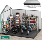 YITAHOME 8x10 FT Large Outdoor Storage Shed with Vision Windows, Extra Thick Resin Shed with Floor and Vents, 16mm Heavy Duty Plastic Storage Shed Tool Organizer for Backyard Garden Patio Lawn, Gray