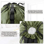BeeGreen Moss Green Laundry Backpack Bag w Adjustable Shoulder Straps String Closure College Dorm Room Essentials Sturdy Laundry Hamper Portable w Handle XLarge Ripstop for Traveling