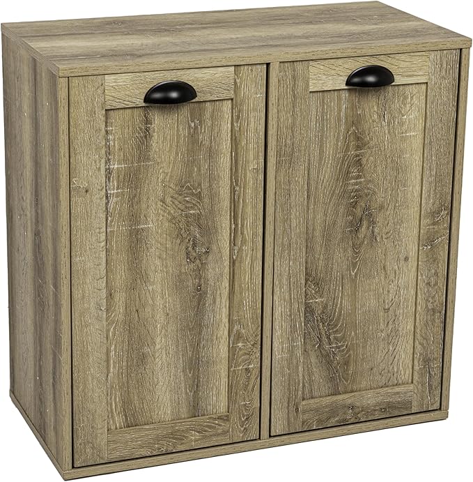 Household Essentials Laundry Sorter Cabinet, Oak Finish