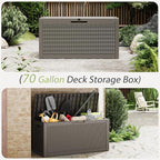 Outdoor Storage Box, Resin Deck Boxes Indoor and outdoor, Waterproof Storage Box Lockable Lid (Grey,70 Gallon)