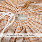 Extra Large Laundry Bag with Drawstring and Handle, Heavy Duty Travel Dirty Clothes Bag for Laundromat and Household, Durable Rip-Stop Laundry Hamper Liner, 28 x 40 Inch, Check Orange