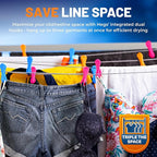 The Smartest Heavy Duty Clothespins with Hooks (24 Pack Orange, Pink, Blue) - Hang 3 Garments at Once with Our Tough, Dual Hooks Clothes Pins with Anti-Rust Spring - Tough, Colorful Clothespins