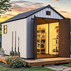 YITAHOME 8x10 FT Large Outdoor Storage Shed with Vision Windows, Extra Thick Resin Shed with Floor and Vents, 16mm Heavy Duty Plastic Storage Shed Tool Organizer for Backyard Garden Patio Lawn, Gray