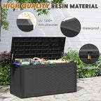 Outdoor Storage Box, Resin Deck Boxes Indoor and outdoor, Waterproof Storage Box Lockable Lid (Black, 101 Gallon)