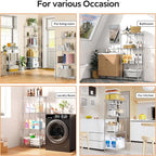 4 Tiers Shelf Metal Storage Shelves Wire Rack Closet Organizers with Wheel for Garage Kitchen Bathroom Laundry Chrome 11.8" D x 17.7" W x 41.9" H