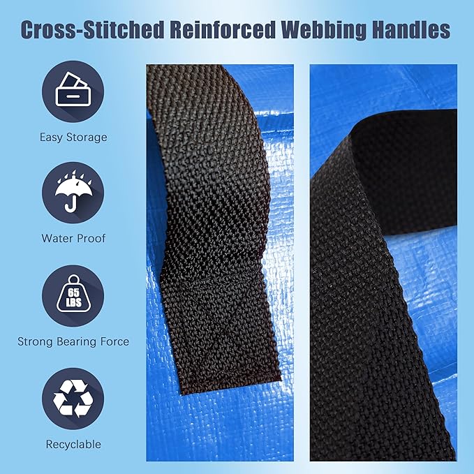 4 Pack Large Strong Moving Bags with Zippers & Carrying Handles - Water-Resistant - Heavy Duty Storage Tote for Space Saving, Fold Flat, Alternative to Moving Box (Multicolored)