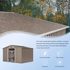 Kullavik 10FT x 8FT Outdoor Storage Shed with Window,Floor and Lockable Doors,Waterproof Metal Garden Tool Shed,Galvanized Steel shed for Backyard,Garden,Patio