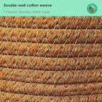 Modern Granny Small Cotton Rope Laundry Basket 16x10 Inch Dual Secure Woven Handle for Living Room Closet Clothes Blanket Organization
