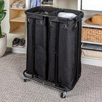 Household Essentials 2-Bag Rolling Laundry Sorter, Black