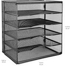 Amazon Basics 5-Tier Mesh Desk Organizer, File Holder, Paper Sorter for Office Supplies, Mail, Documents, 13.6 x 9.5 x 12.8 inches, Black
