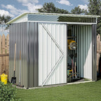 JY QAQA 6x4 FT Metal Outdoor Garden Storage Shed, Waterproof Metal Garden Sheds with Window and Lockable Double Door, Weather Resistant Steel Tool Storage House Shed for Patio, Lawn Dark Gray