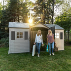 Lifetime Outdoor Storage Shed, 15x8 Ft, Desert Sand, Resin Backyard Tool Shed with Lockable Doors and UV-Protected Panels