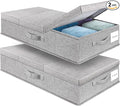 Underbed Storage Containers Bin with Lids, Large Under Bed Storage Organizer Box with Handle, Foldable Under the Storage Bags for Organizing Clothes, Shoes, Blankets, Pillows
