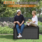 Outdoor Storage Box, Resin Deck Boxes Indoor and outdoor, Waterproof Storage Box Lockable Lid (Black, 110 Gallon)