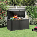 Outdoor Storage Box, Resin Deck Boxes Indoor and outdoor, Waterproof Storage Box Lockable Lid (Black, 160 Gallon)