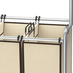 Deco Brothers Heavy Duty 3 Bag Extendable Laundry Sorter Cart with Hanging Bar, Beige